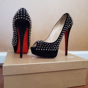 Christian Louboutin lady peep spikes Suede pumps